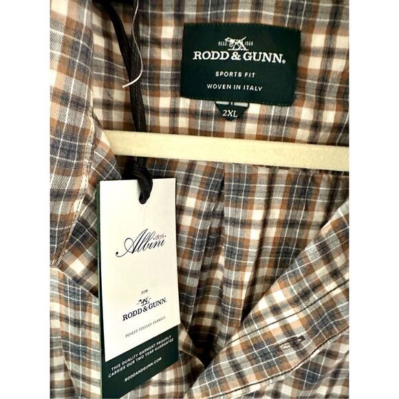 NWT Rudd & Gunn long-sleeved, button-down flannel men shirt. Features a brown, g - Picture 6 of 7